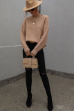 Cable Knit Sleeves Plain Pullover Sweaters