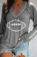 Gray Game Day Soccer Graphic Print V Neck Top