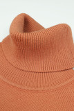 Plain Turtleneck Ruffle Long Sleeve Knitting Sweater