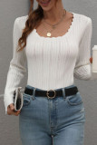 Button Sleeves Square Neck Knit Sweaters