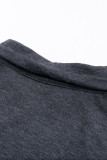 Gray Quilted Patch Half Zipper Sweatshirt