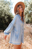 Loose Denim Longsleeve Mini Dress Unishe Wholesale