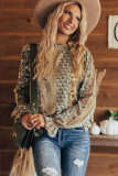 Floral Print Ruffle Cuff Long Sleeve Blouse