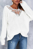 Lace Splicing Drop-shoulder Knitted Sweater