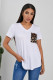 White Leopard Printed Splicing T-Shirt