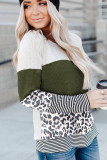 Leopard Splicing Stripes Top