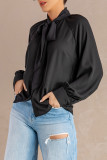 Black Strappy Hollow-out Necktie Shirt