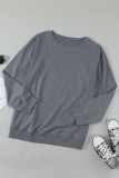 Gray Wash Fleece Pullover Sweatshirt