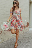 Red Off The Shoulder Floral Dress