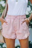 Elastic Waist Ruffle Short Jeans Unishe Wholesale