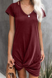 Wine Clear Skies Jersey Twist T-Shirt Dress