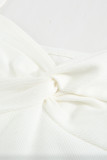 Swiss Dot Twist Knot 3/4 Sleeve Blouse
