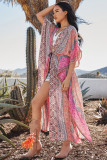 Boho Floral Print Open Front Kimono