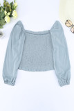 Sky Blue Puff Sleeve Smocked Top