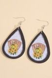Baseball Sunflower PU Earrings MOQ 5pcs