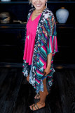 Multicolor Cow Serape Aztec Print Kimono Cardigan