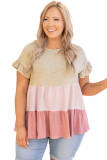 Ruffled Colorblock Babydoll Plus Size Top