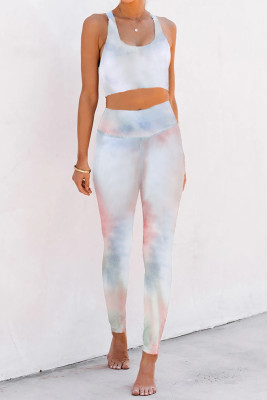 Tie-dye Print Sport Bra Pants Set