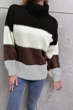 High Collor Colorblock Knit Sweaters Women UNISHE Wholesale