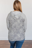 Plus Leopard Contrast Hood Long Sleeve Hoodie