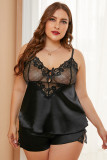 Black Spot-Lace Cami Sleep Set