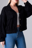 Plus Size Plain Button Short Jacket