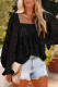 Black Square Neck Floral Textured Blouse