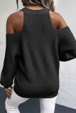 V Neck Cold Shoulder Open Button Knit Cardigans