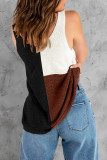 Black Color Block Knitted Tank Top