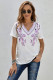 Purple Floral Pattern V Neck Short Sleeve Top