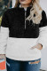 Black Colorblock Half Zipper Fleece Plus Size Sweatshirt with Pocket