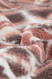 Pink Tribal Print Pocket Buttoned Sherpa Jacket
