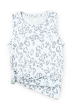 Gray Leopard Print Crew Neck Tank Top