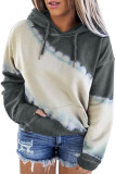 Gray Tie Dyed Color Block Plus Size Hoodie