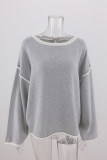 Plain Loose Fit Patchwork Knitting Sweater