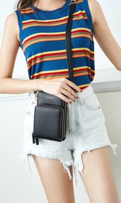 Plain PU Leather Zippers Pockets Crossbody Mini Bag MOQ 3pcs