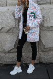Multicolor Santa Patchwork Open Hooded Fleece Coat