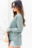 Buttoned Splicing Long Sleeve Blouse