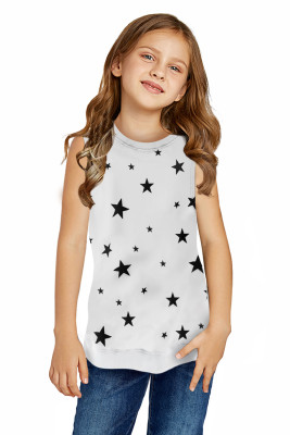 White Star Print Little Girl Tank