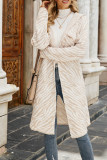 Stripes Hooded Pockets Front Open Cardigan