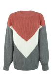 Chervon Color Block Pullover Knit Sweaters