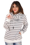 Contrast Cuffs Long Sleeve Striped Hoodie