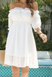 White Off Shoulder Half Sleeve Dress Unishe Wholesale