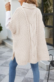 Cable Knit Turtleneck Split Knitting Sweater