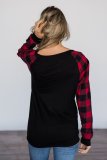 Black Plaid Sleeve Top