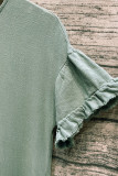 Raw Hem Ruffle Mini Dress with Side Pocket