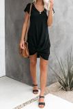 Black Clear Skies Jersey Twist T-Shirt Dress