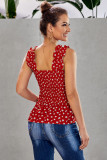 Red Floral Smock Tank