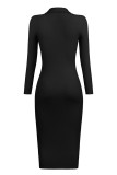 Plain Open Button Knit Midi Dress
