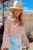 Pink Tiered Ruffled Bell Sleeve Floral Bodysuit